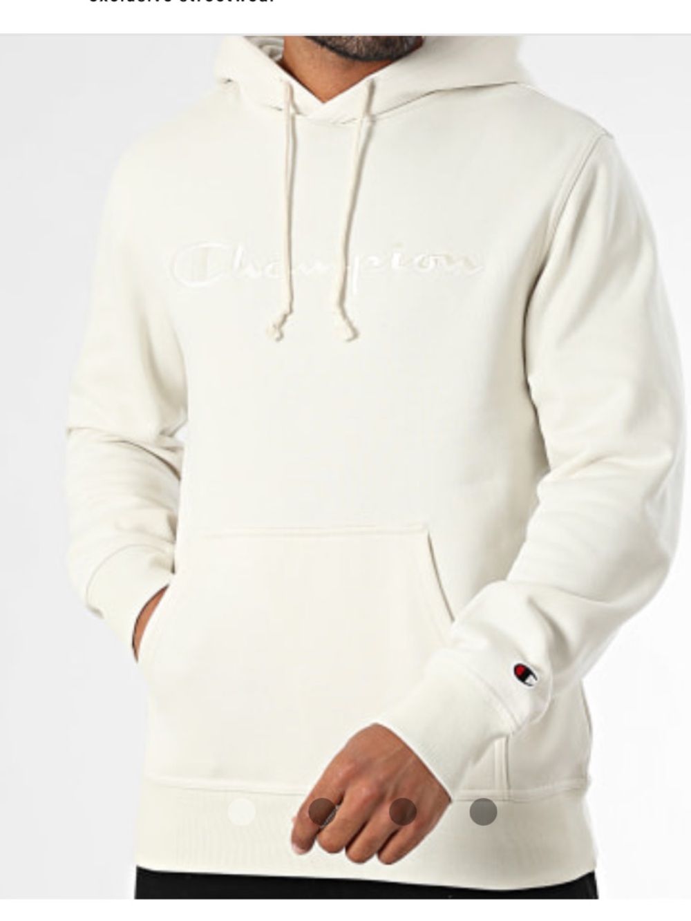 Champion Cream Pullover Hoodie with Subtle Logo